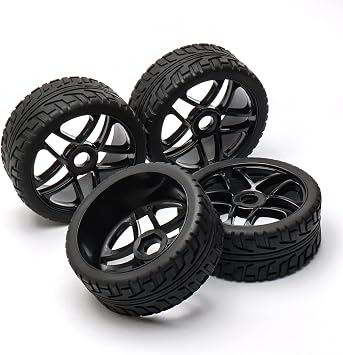 4pcs Wheel Rim Rubber Tires RC 18 Off-Road Tyre 17mm Hexagonal Joint Black