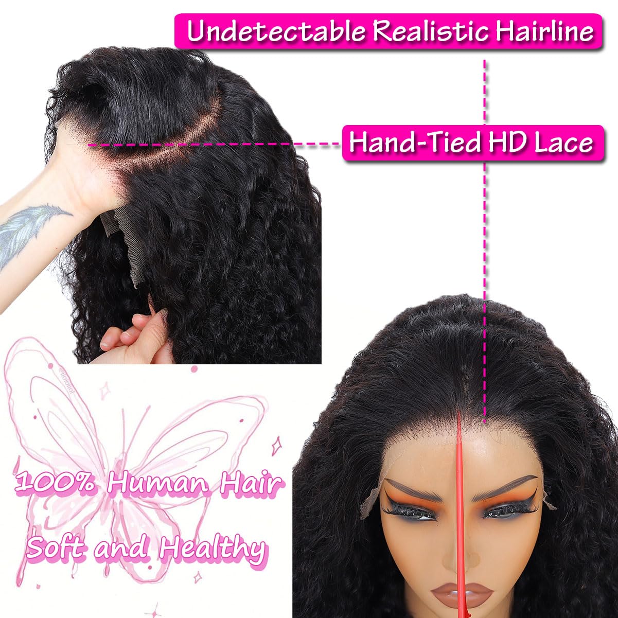 8x6 Burmese Curly Wig Human Hair 250% Glueless Wigs Human Hair Pre Plucked Pre Cut Upgrade HD Lace Invisible Knots Wear and Go Deep Wave Lace Front Wigs for Black Women (burmese curly wig, 26 inch)