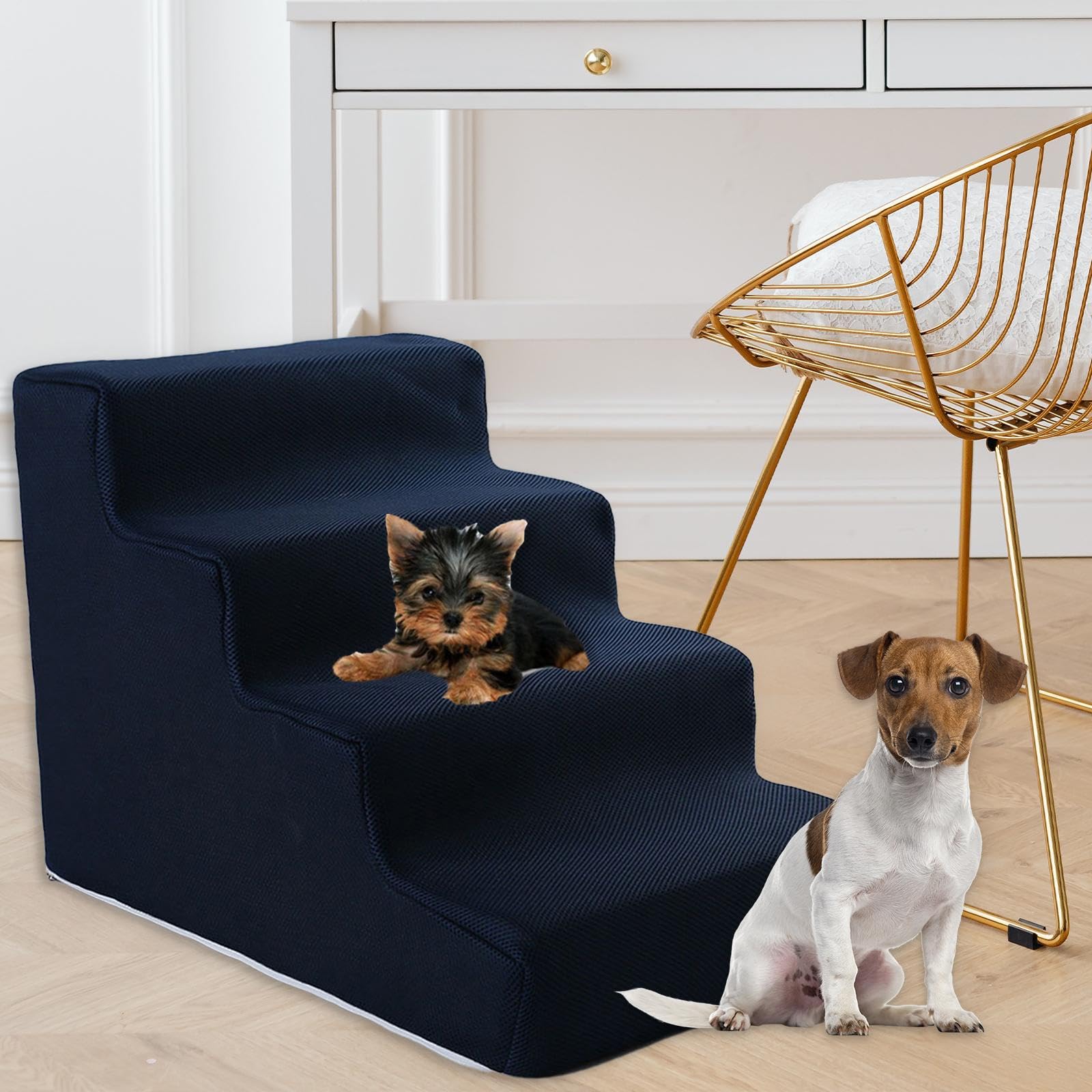 Scaletta Per Cani E Gatti Ioensy - 3 Gradini, Copertura Lavabile, Antiscivolo, Grigio Scuro - Foto 3