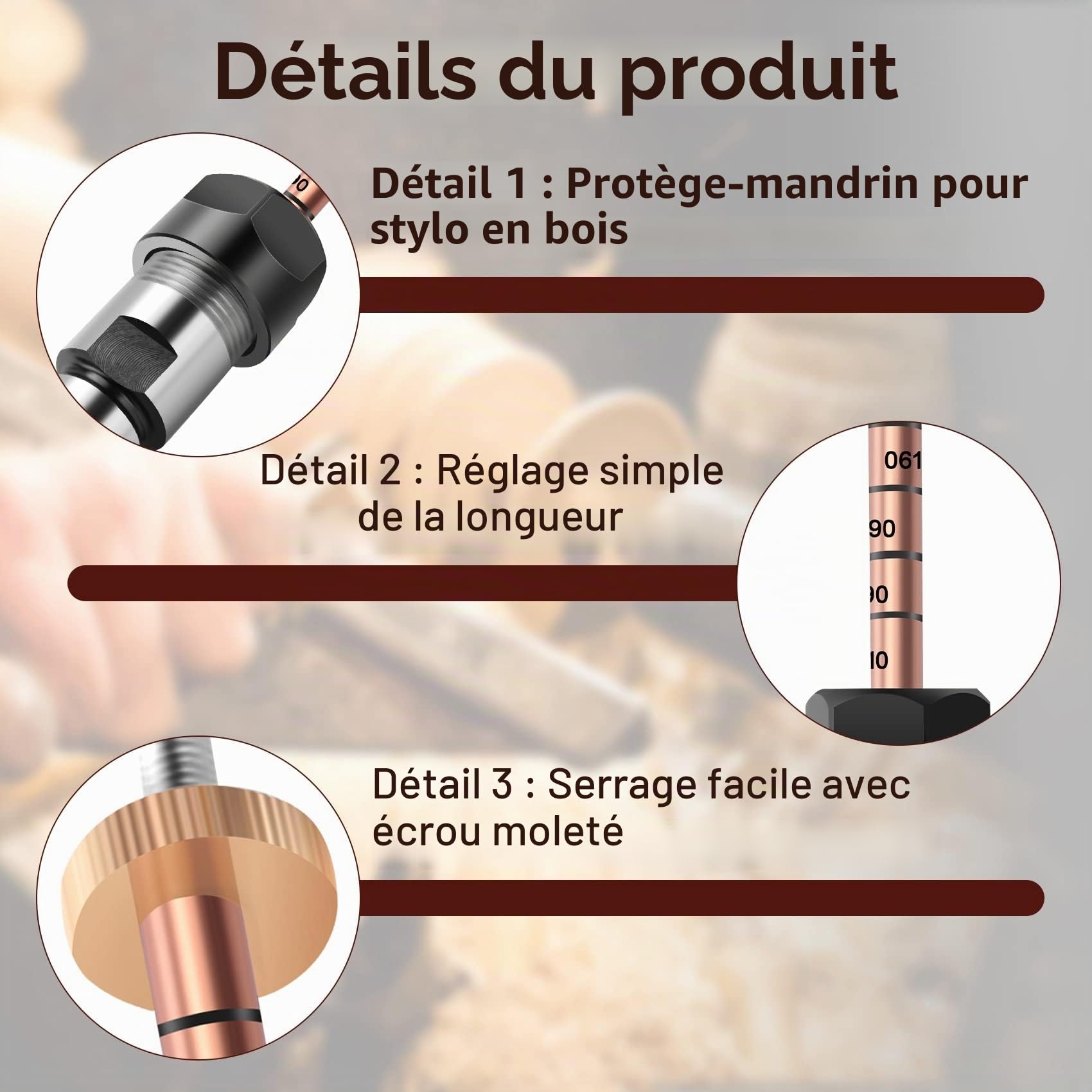 Kit de Fabrication de Stylos Tige de Stylo et Porte-Stylo Ensemble de Coupe Mandrin de Tournage en Bois pour la Fabrication D'Accessoires de Tour à Bois Stylo