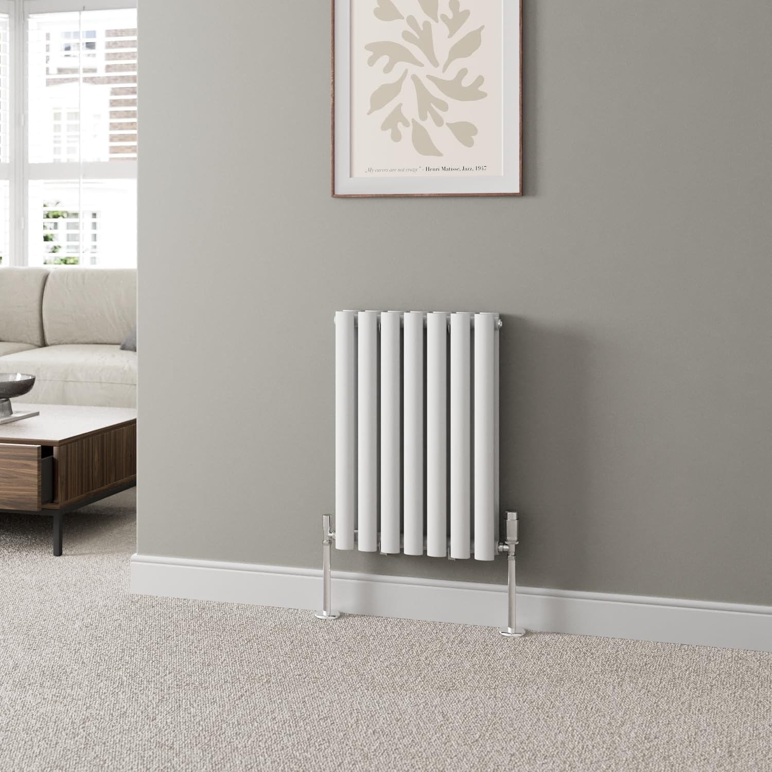 Duratherm White Duratherm® 600 X 420Mm Horizontal Designer Radiator Double Column Oval Tube Modern Central Heating Panel Bathroom Radiators