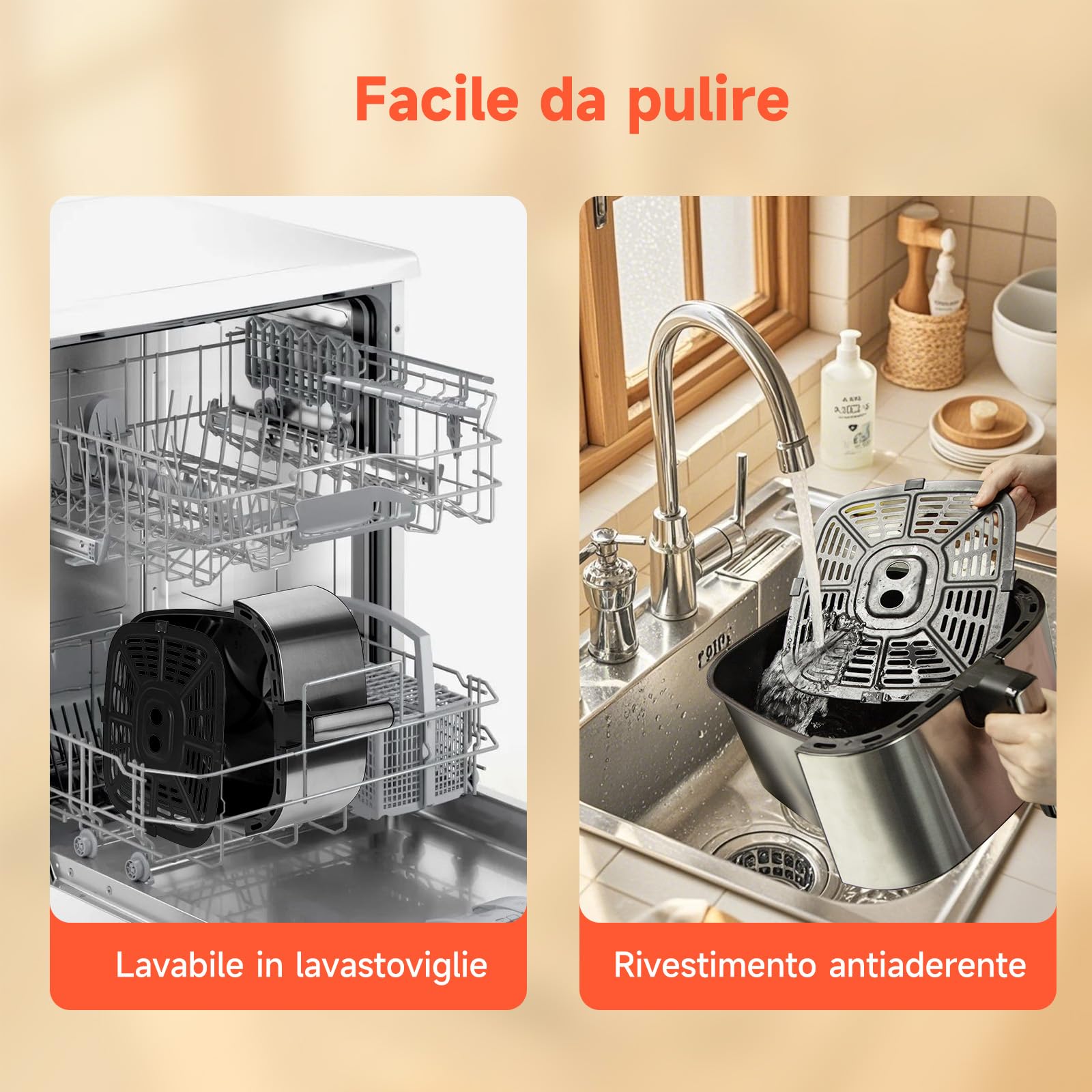Aigostar Friggitrice ad Aria XXL 8,8 Litri, Air Fryer Doppia Resistenza, Risparmio Energetico 55%, 13 Programmi, Interno Acciaio Inox, Touchscreen & Finestra, Comunità Ricette, 2200W, Nero
