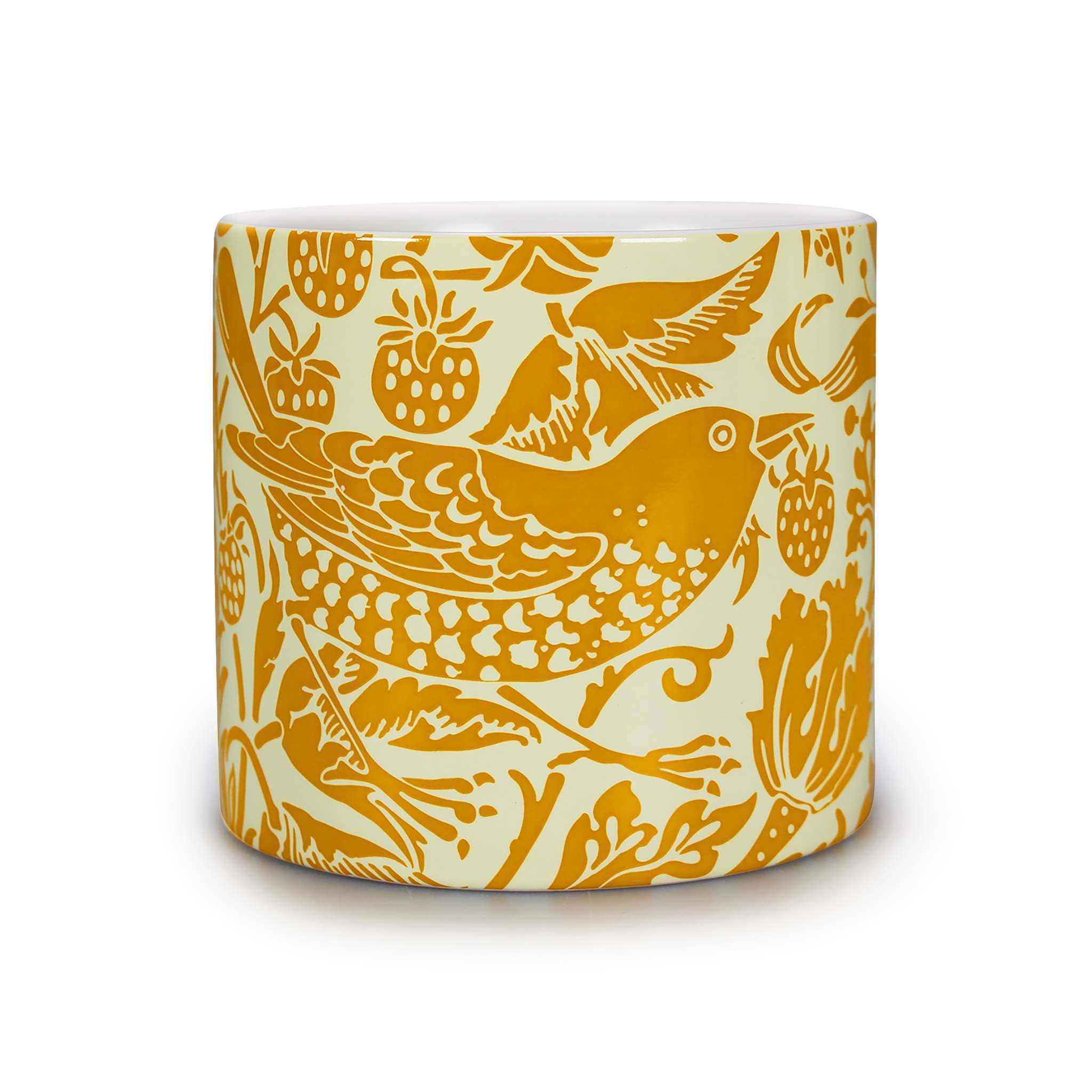 William Morris Unisex Yellow Strawberry Thief Ceramic Pot 10Cm In