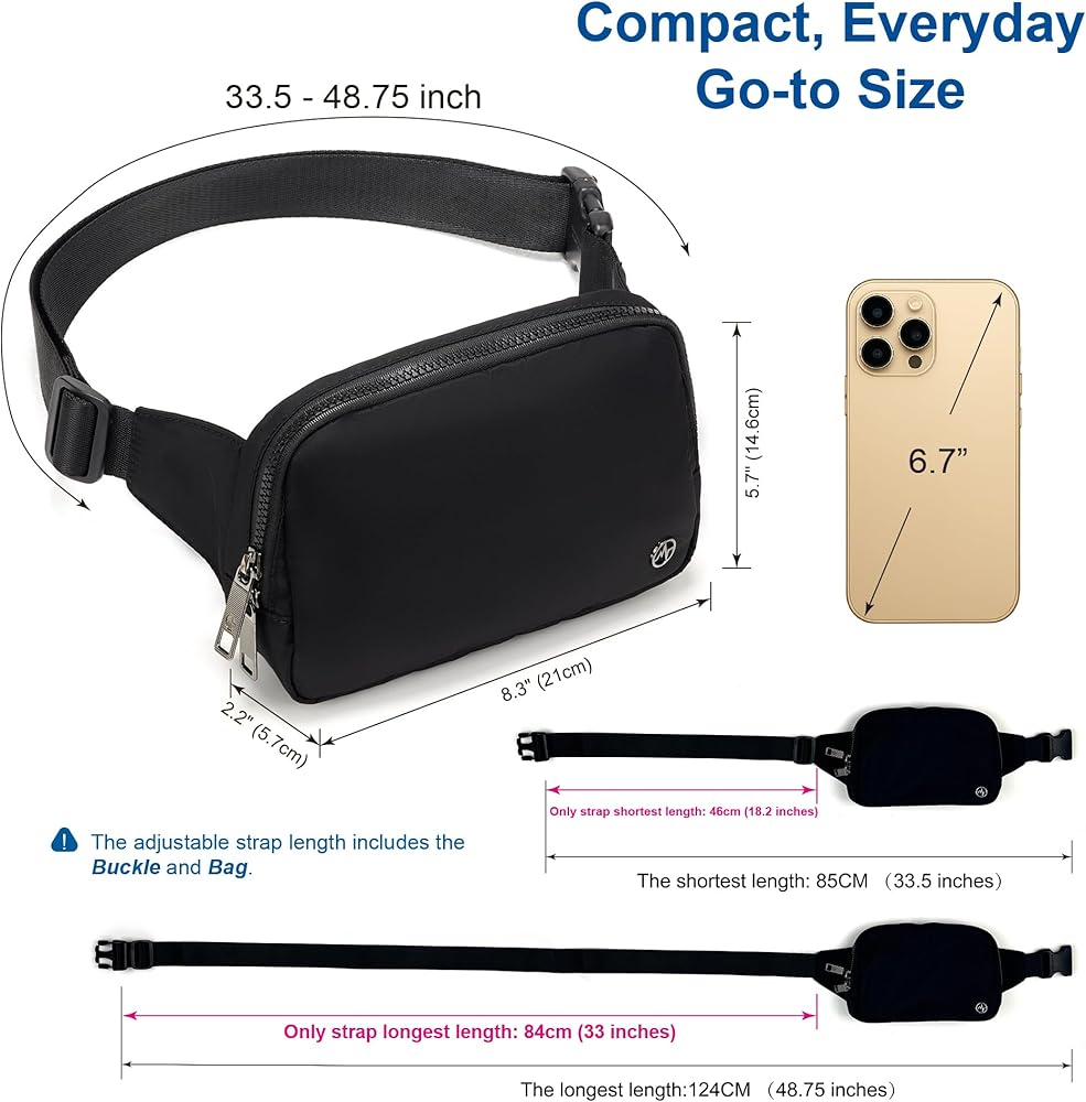 Amazon.com | Pander Belt Bag Large 2L, Nylon Fanny Pack Purse for