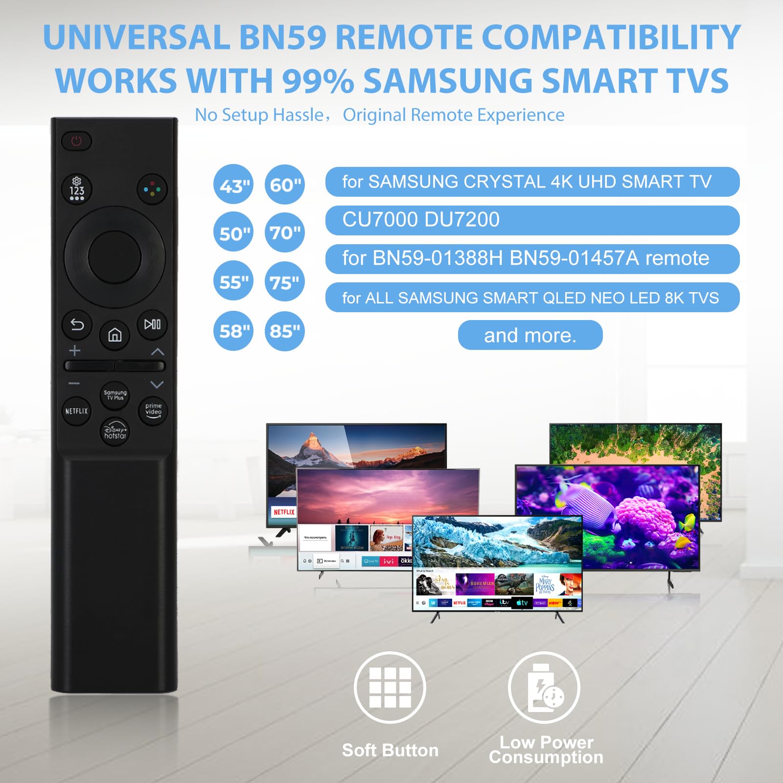 Compatto Telecomando BN59-01388A per Smart TV Crystal 4K UHD - Dettaglio