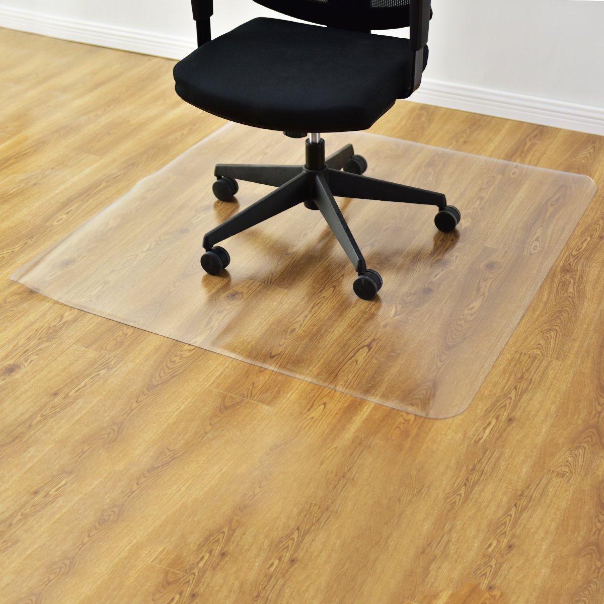 COSTWAY 120x120cm/150x120cm Office Chair Mat, Transparent Non Slip PVC Floor Protection Mat, Multi-Purpose Large Clear Desk Chair Mat for Carpet Hard Floor (120x120cm)