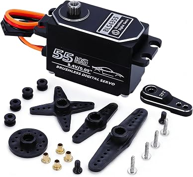 55kg Low-Profile Servo Programmable Brushless Digital Servo 0.09Sec High Speed Full Metal Gear Steering servo 1/10 Drift Car with servo Motor kit 180 Degree