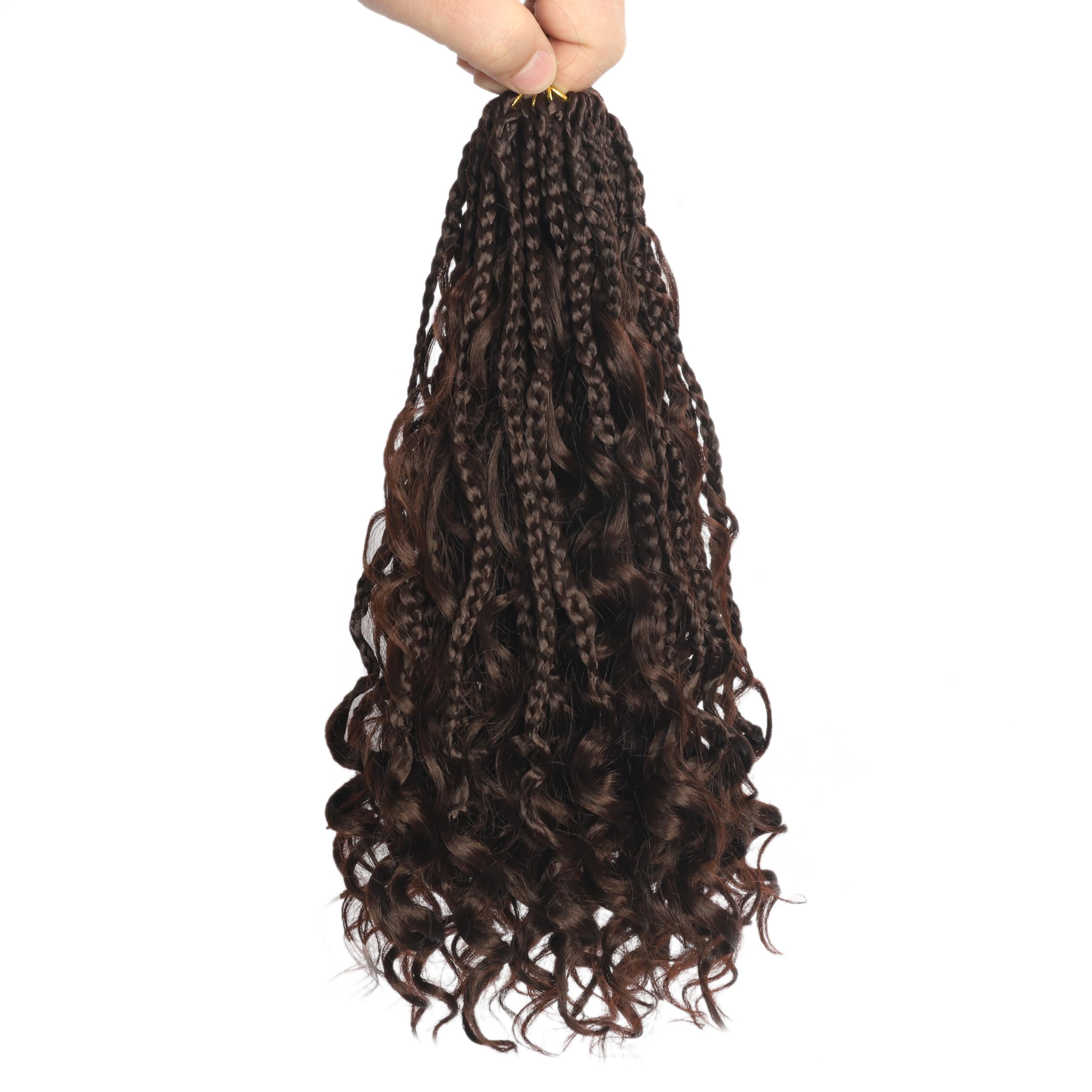 Flagship Goddess Box Braids Crochet Hair for Black Women,12 Inch 4 Packs Goddess Crochet Braids Boho Crochet Box Braids with Curly Ends,Bohomian Pre