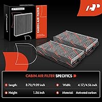 Vista 2 de A-Premium Filtro de aire de cabina de 2 piezas con carbón activado compatible con Chevy, Buick, Oldsmobile, Pontiac y Saturn - Uplander 05-09