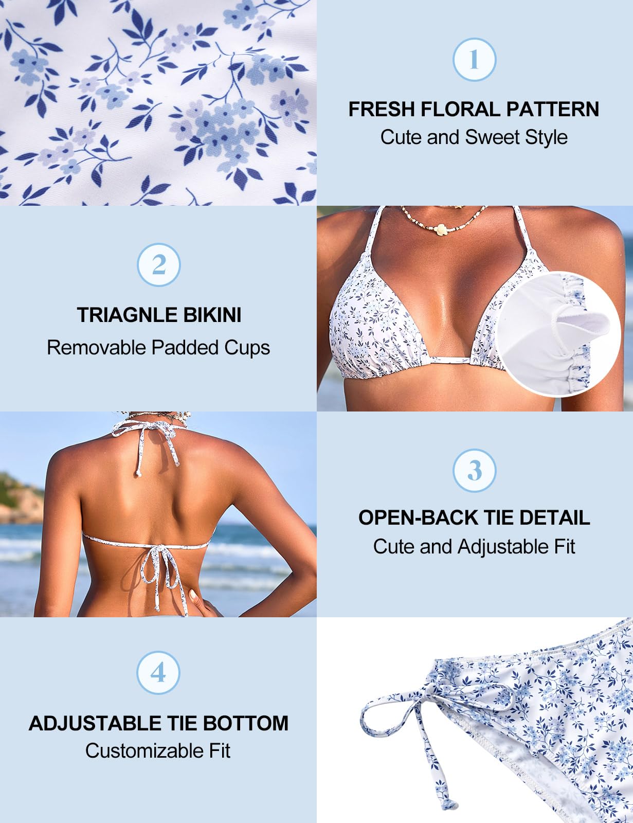 Maillot De Bain Femme 3 Pieces Push Up Rembourré Sexy Halter Triangle Bikini Maillots Trois PièCe Ajustable Swimsuit Sexy Col V Chic Et Elegant avec Jupe