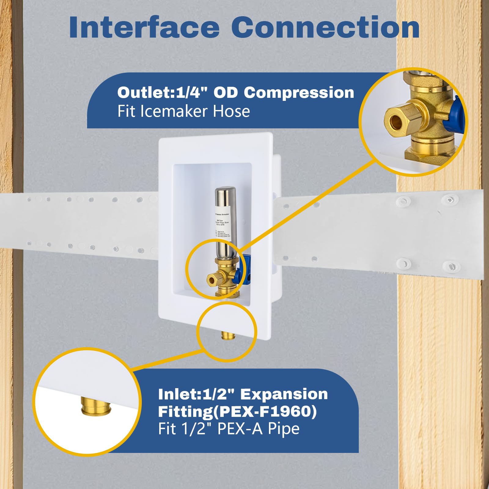 1 Pack) GUOFIS Toilet Outlet Box With 1/4-Turn Ball Valve - View #3