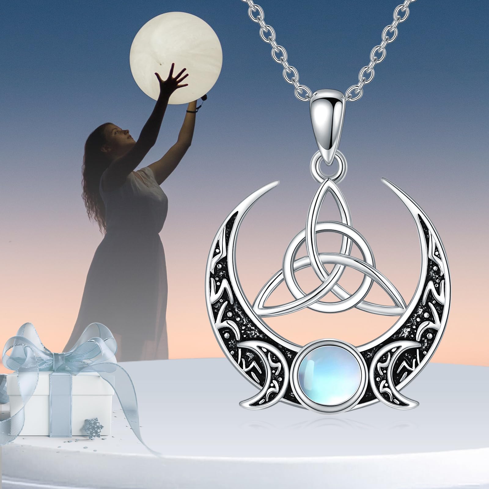 YAFEINI Collana con Ciondolo a Forma di Cuore Celtico in Argento Sterling 925, Gioielli d'Amore Infinito