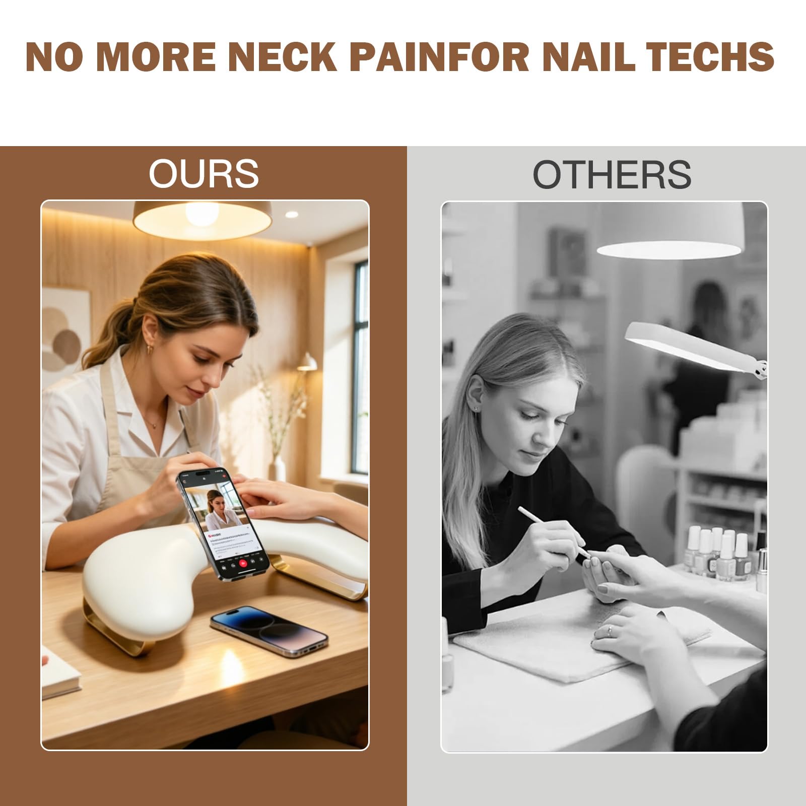 U-förmige Handauflage Nagelstudio - Nagel Armlehne - Ergonomische Handgelenkauflage mit 15° Neigung - Nagel Armlehne mit Handyhalterung - Weiche Handstütze für Maniküre und Nagelstudio (Weiß)