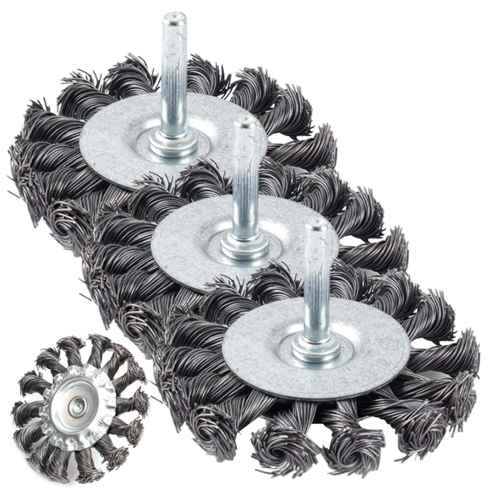 Wire Wheel Brushes 3Pcs 4500R/Rim Knotted Twist Wire Wheel for Drill with 0.2in hex Shank Brush for Rust Removal Corrosion and Paint