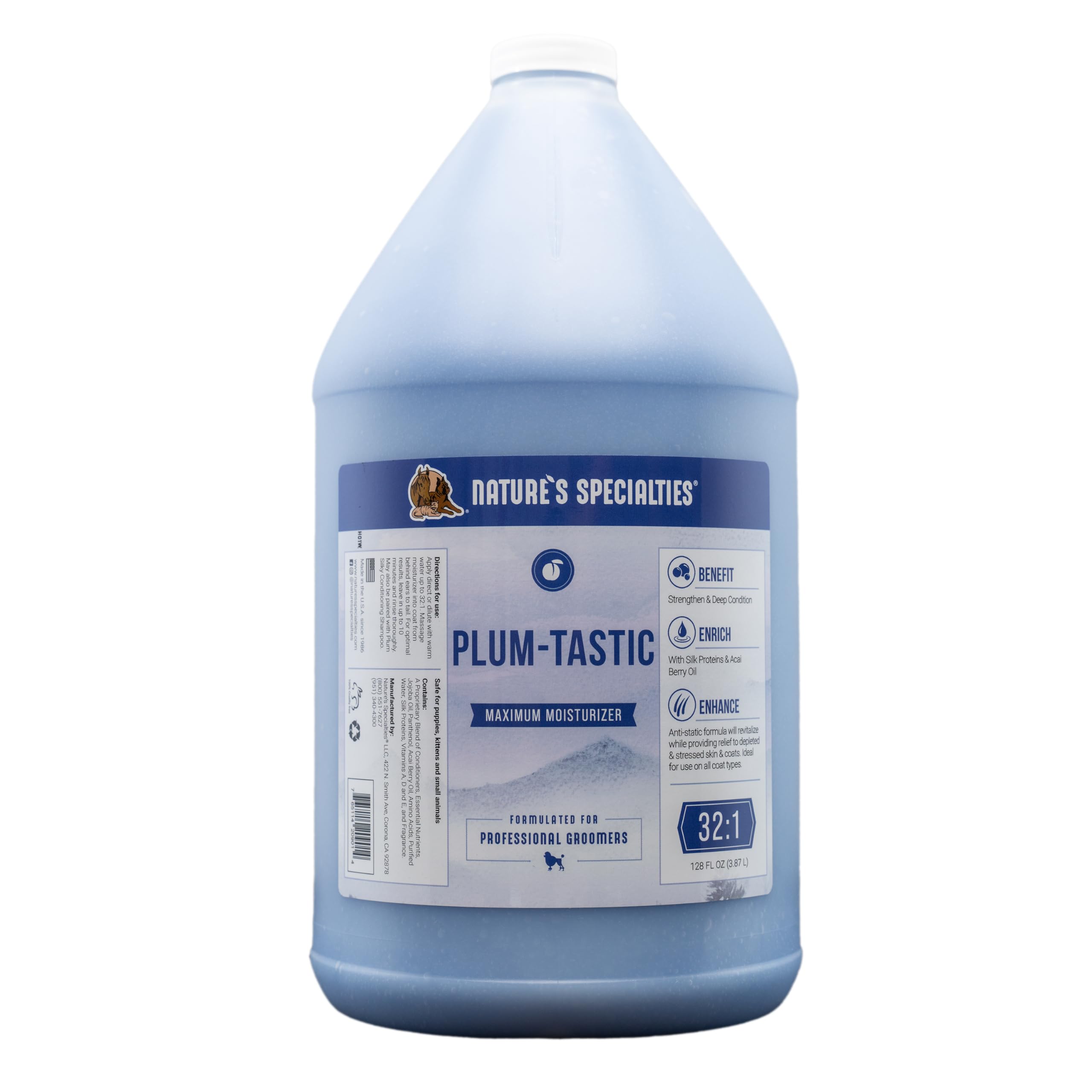 Nature's Specialties Plum-Tastic Dog Conditioner - Moisturising Conditioner for Dogs - Strengthens & Revitalises Coat - Anti-Static Conditioner with Acai Berry - Long-Lasting Fragrance, 3.8 Litre