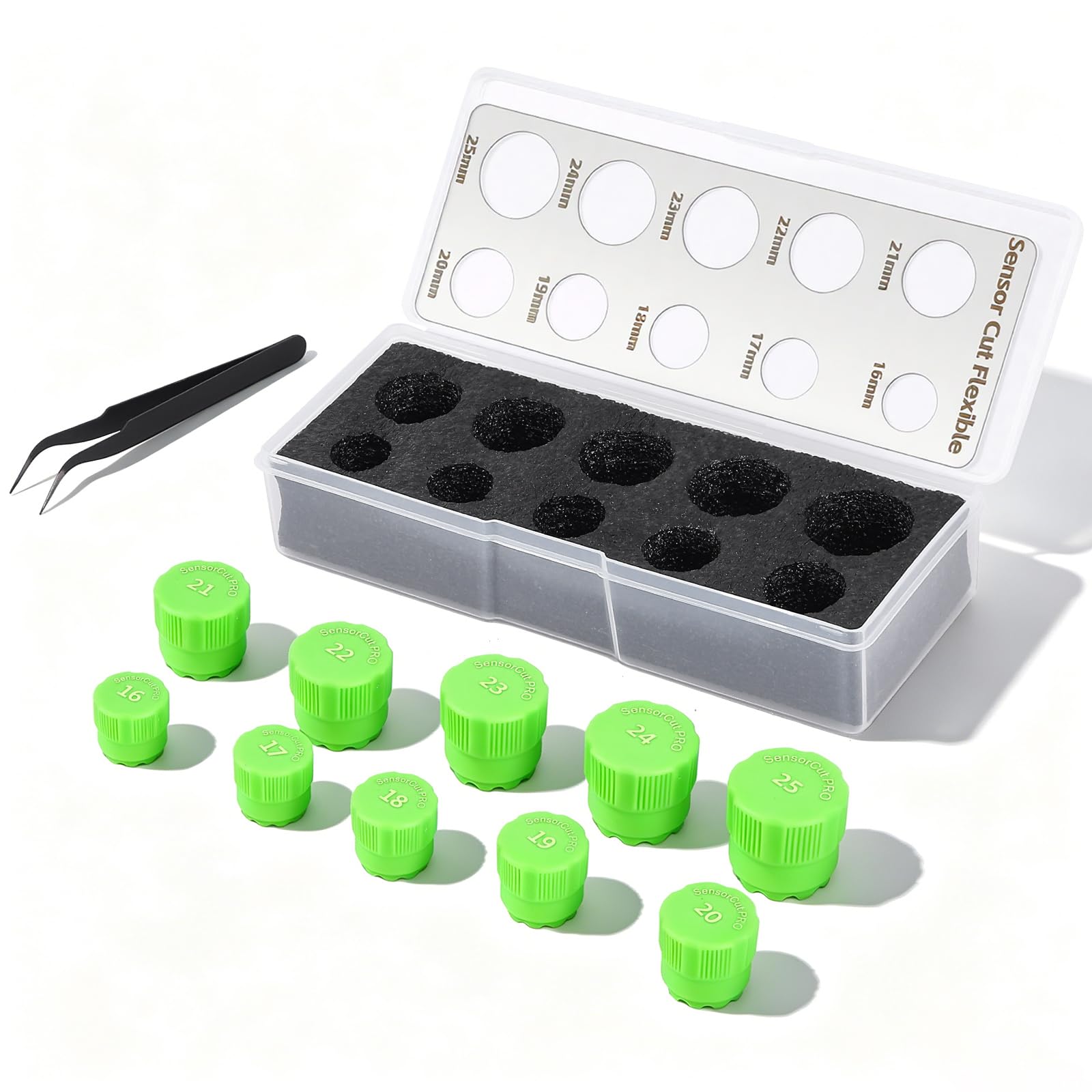 Sensor Cutter Kit, 16-25mm Parksensor-kit Lochfräser für PDC Sensoren Cutter Parksensoren Fahrzeugsensoren Kratzfester Bruchsicherer Autofolien Schablonenschneider In 10 Größen für Fahrzeugfolien