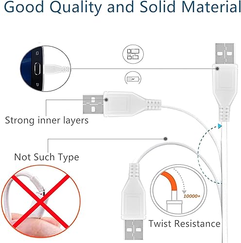 Miniatura 3 de Cable de sincronización de datos micro USB blanco de 5 pies para CHUWI V88 V19 Android Dual Cámara WiFi Tablet PC