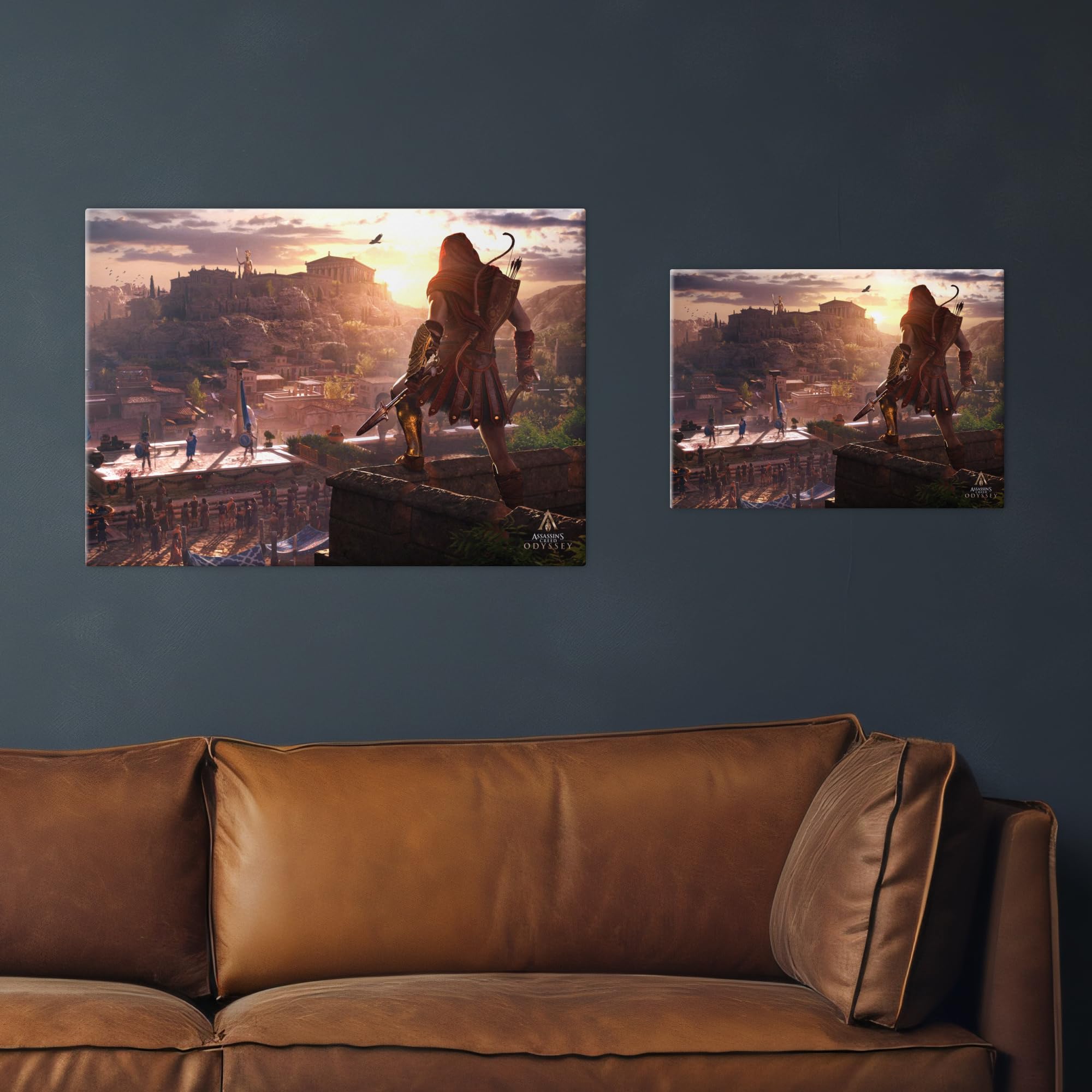 Displate Metal Poster Assassin's Creed Odyssey Sunset Logo Wandbild L | Magnetische Befestigung Wandposter. Wanddeko, Metall Wandkunst, Wanddekoration im Wohnzimmer in Schlafzimmern & Büros.