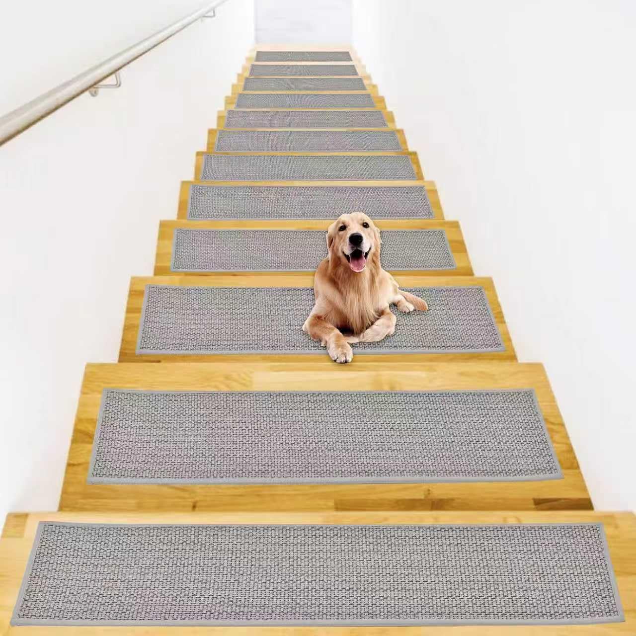 7 Pack Carpet Stair Treads for Indoor Wooden Steps, 8"x 30", Gray | Non-Slip, Soft and Noise-Reducing, Helps Protect Wooden Stairs, Easy to Install, Ideal for Kids, Seniors and Pets