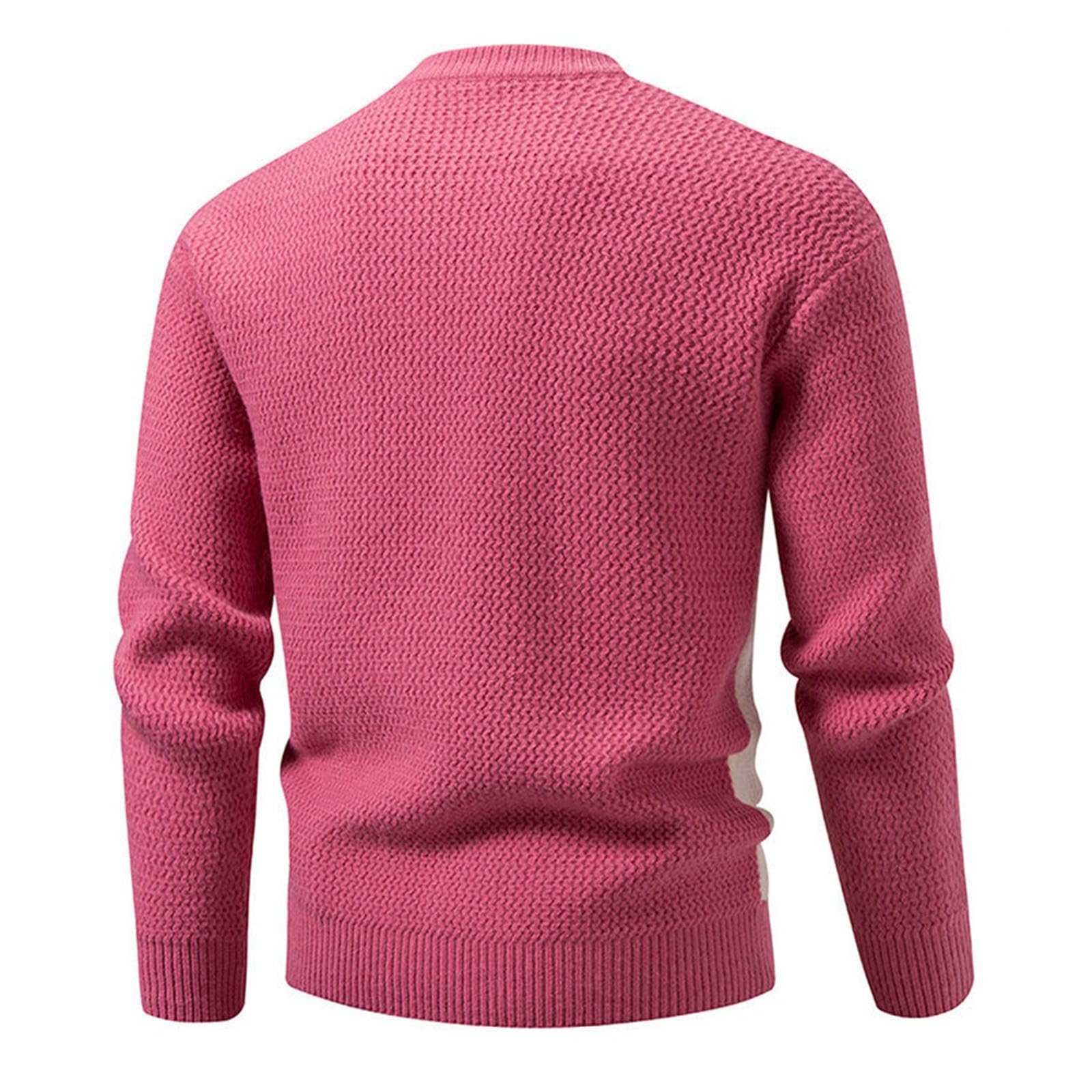 Generisch Jersey de punto para hombre, manga larga, cuello redondo, jersey de invierno, jersey de patchwork, jersey de punto fino, suéter de trabajo, cómodo jersey de ocio, ropa de calle