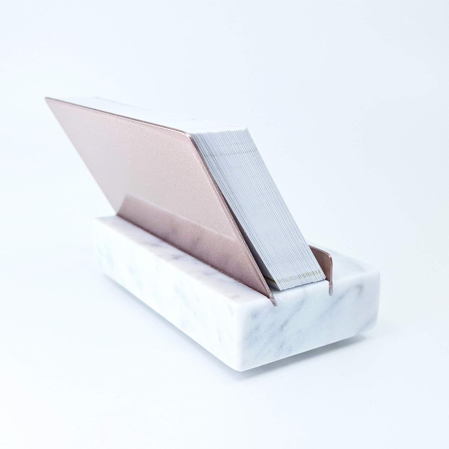 Business Card Holder Desk Accessories Marble Rose Gold Office Decor for Women