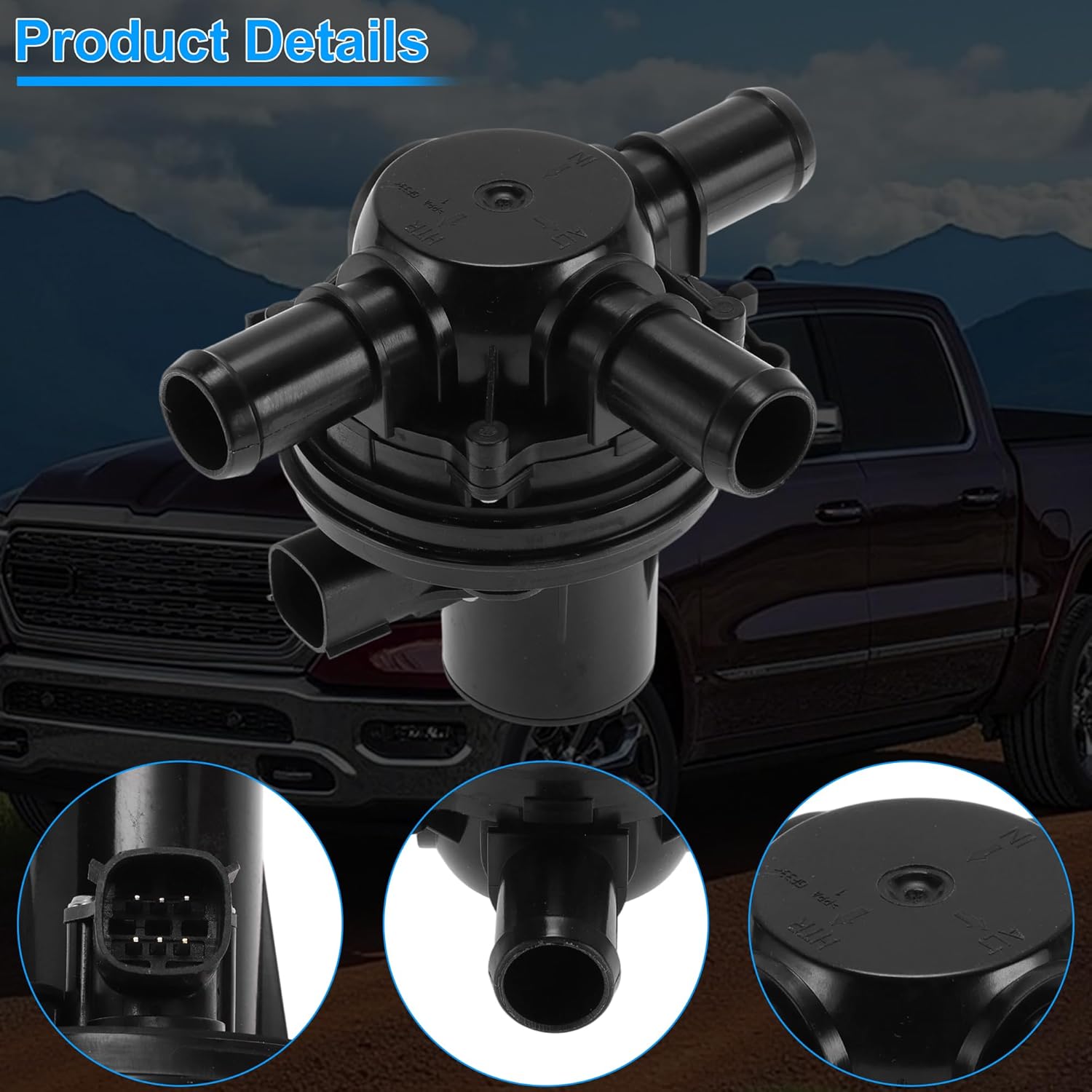 Heater Control Valve HAVC Heater Control Valve Solenoid for Ram 1500 2013-2021 for Ram 2500 2013-2015 Replace 52014892AC/52014892AB/52014892AA