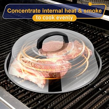 HaWare Cheese Melting Dome, 2 Pack Round Stainless Steel Basting Cover with Heat Proof Handle, 12inch Burger Bell for Flat Top Griddle- BBQ/Camping/Indoor/Outdoor, Dishwasher Safe-31 x 7cm