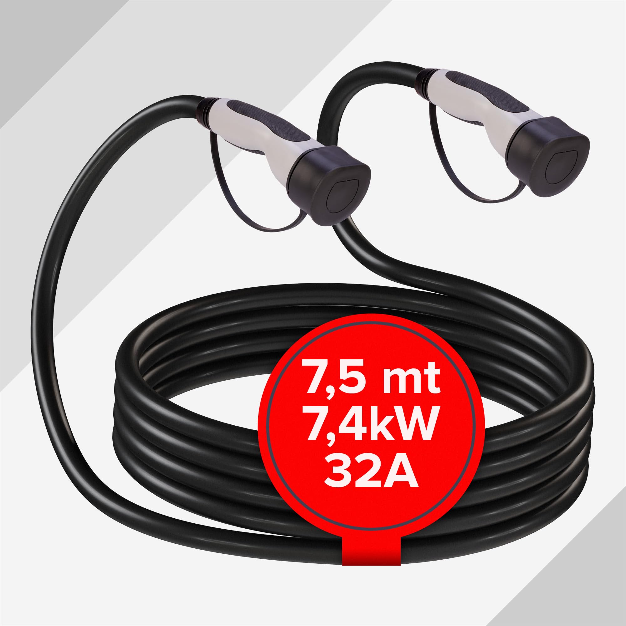 Cavo Ricarica Auto Elettrica Tipo 2 - 7,4 KW, 32A, 4m Spiralato, Per Colonnine Pubbliche E Domestiche - Foto 2