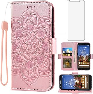 Asuwish Compatible with Google Pixel 3a Wallet Case and Tempered Glass Screen Protector Leather Flip Cover Credit Card Holder Stand Cell Accessories Phone Cases for Pixel3a Pixle a3 Women Rose Gold