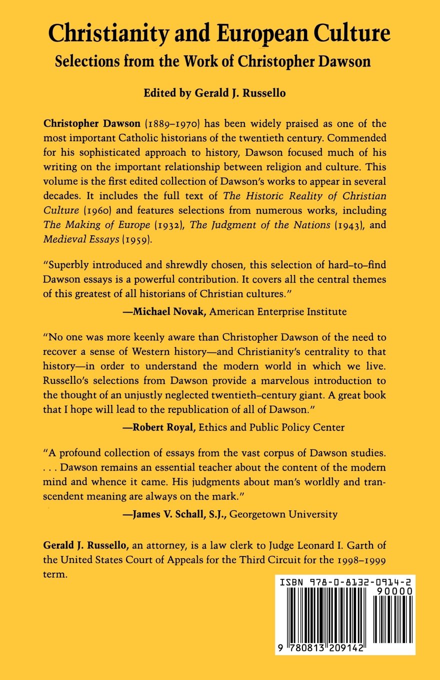 Christianity and European Culture: Selections from the Work of Christopher Dawson