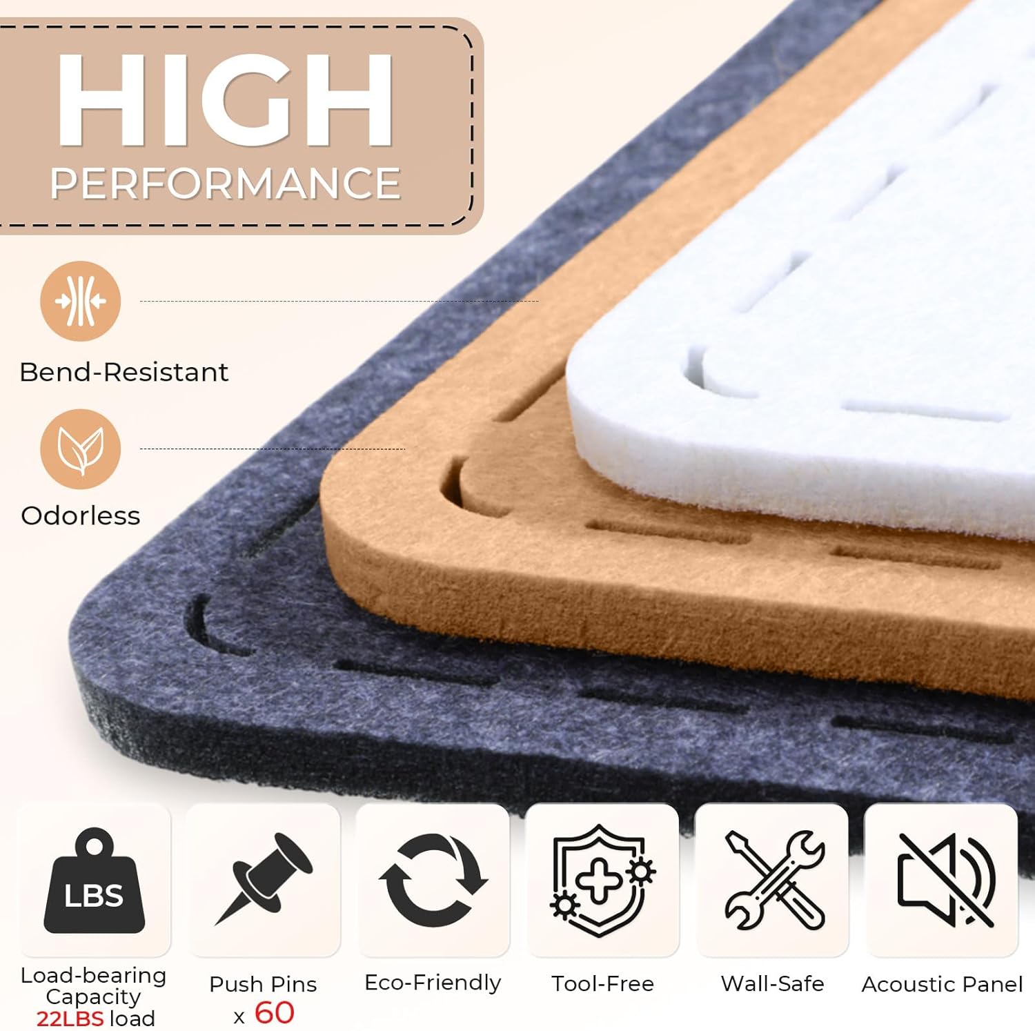 3 Pack Large Felt Bulletin Boards for Wall 24" x 16" Frameless Picture Vision Board for Office 16"/7"x 16" Alternative Cork Board with 60 Push Pins for Home, Classroom Pin Boards(Brown)