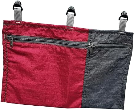 Esquirla Hammock Organizer Bag Storage Container Foldable Slidable 5 Pockets Hammock Storage Bag for Camping Backpacking Outdoor Fishing, Dark Red