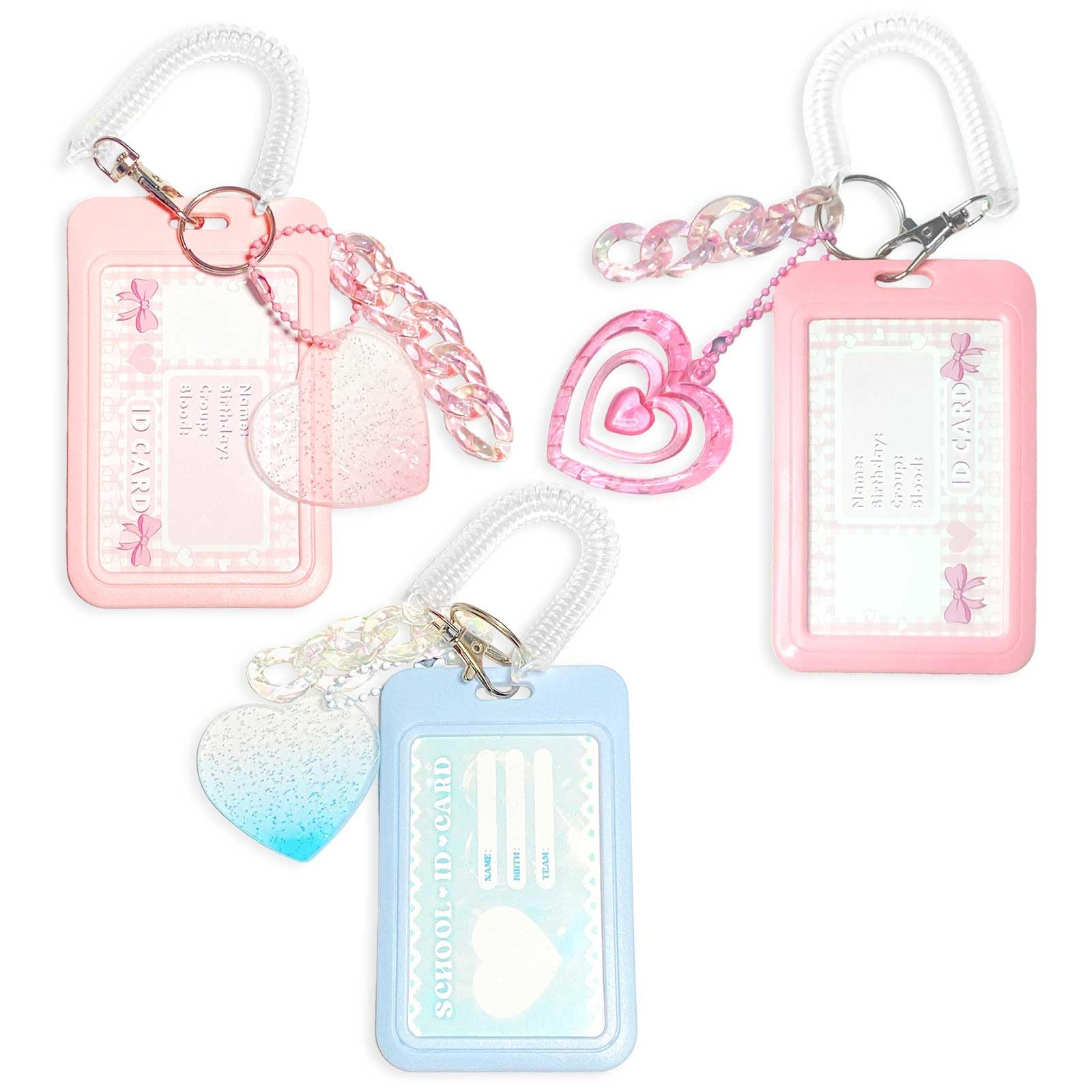 GEDEUBAN 3 PCS Photocard Photo Card Holder Keychain with Love Heart Pendant for Tabletop Decor