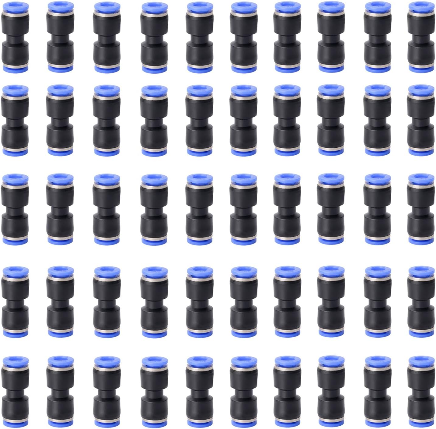 20PCS Straight Push Connectors Quick Release Plastic Push to Connect Fittings 5/16" inch Quick Connect Air Hose Fittings (5/16'', Blue)