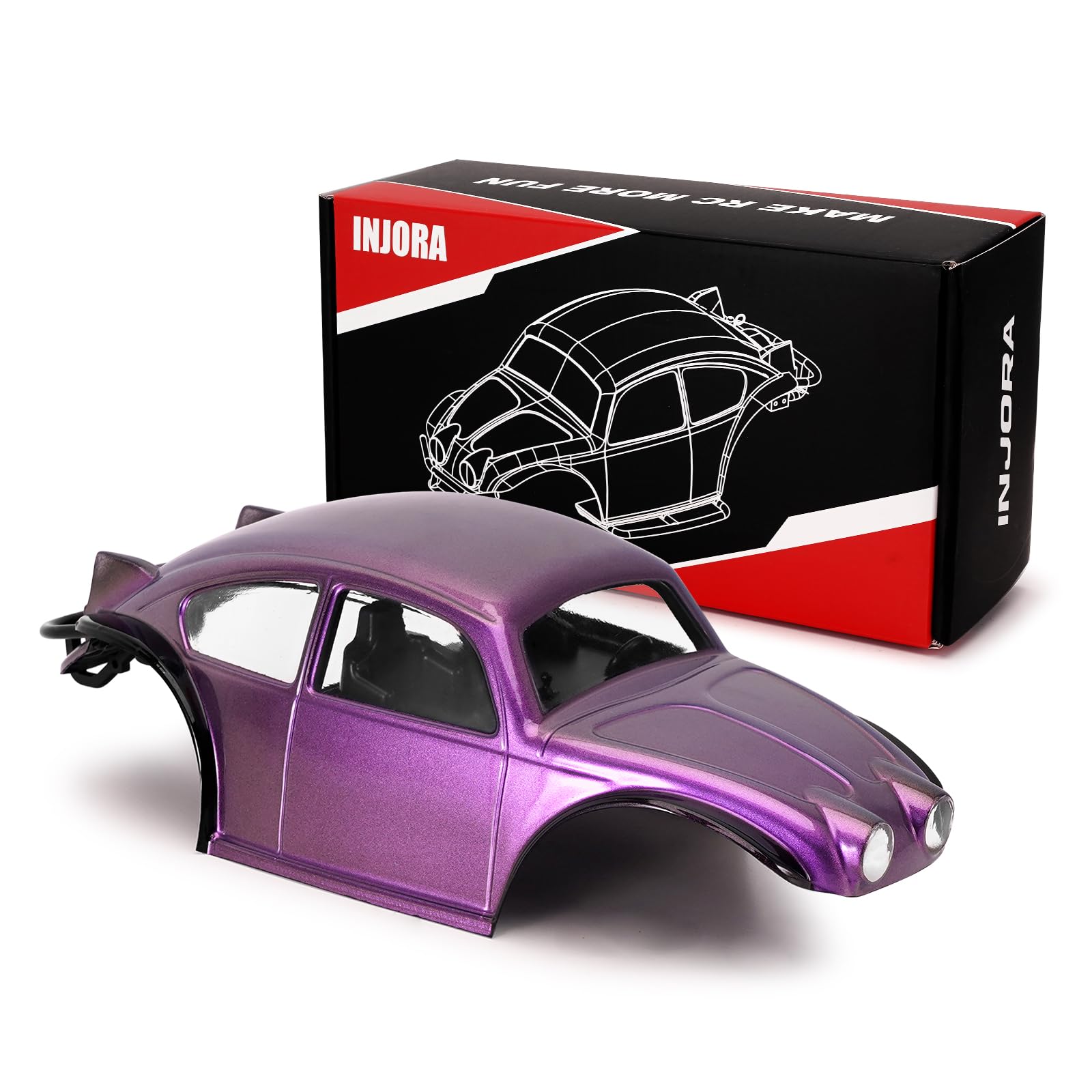 INJORA BUG18 Body with Interior for 1/18 TRX4M Universal LCG Chassis, Purple, 219.3 x 103.8 x 69 mm