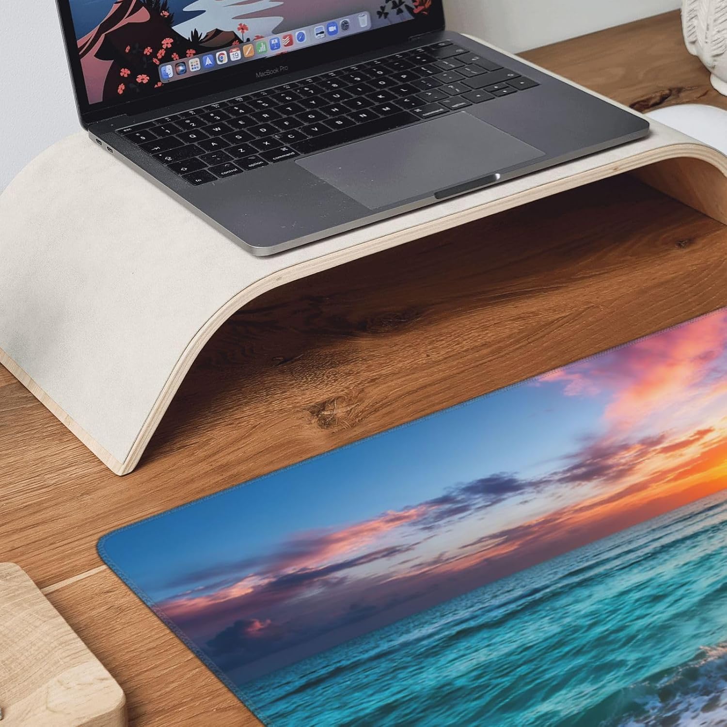 Gaming Mouse Pad,Large Mouse Pads for Desk,Non-Slip Rubber Base Extended Mousepad,XXL Keyboard Mouse Mat,Stitched Edges Computer Keyboard Desk Pad,35.4x15.8inch,Sunset Beach