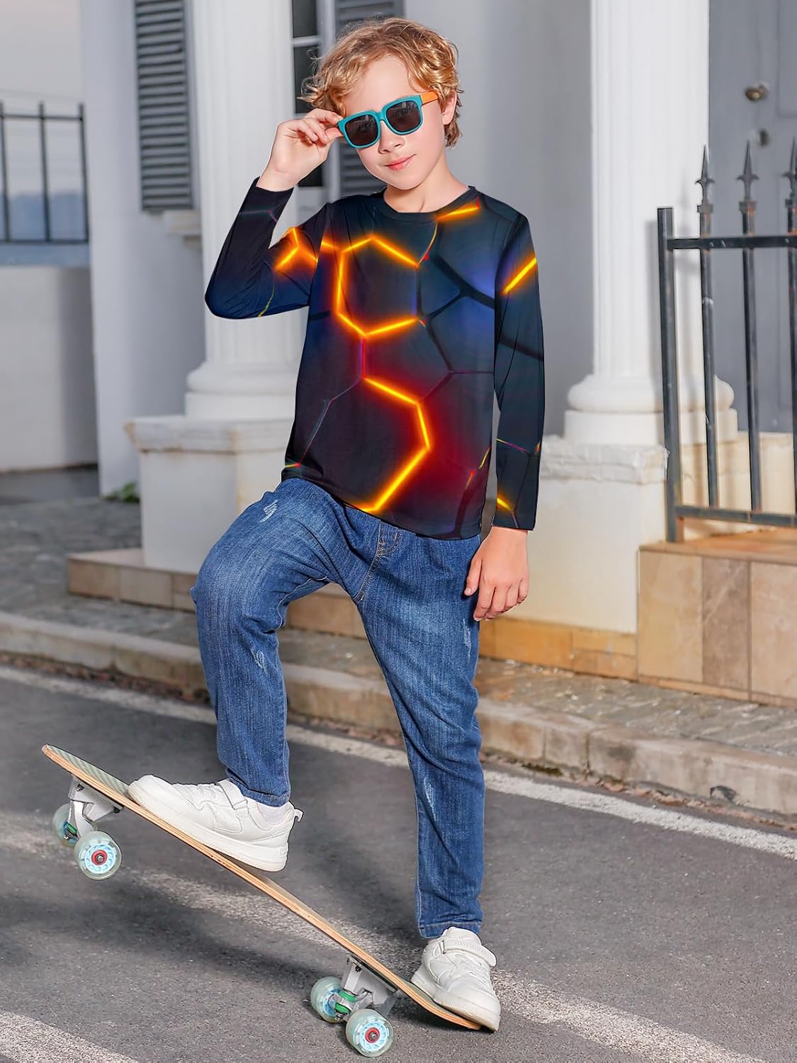 RAISEVERN Boys Girls 3D T-Shirt Graphic Print Tees Long Sleeve Shirts Size 6-14 - Image 4