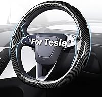 Vista 16 de Cubierta de volante para Tesla Model 3 (2017-2023) / Model Y (2020-2024), antideslizante, agarre cómodo, transpirable, personalizada para accesorios