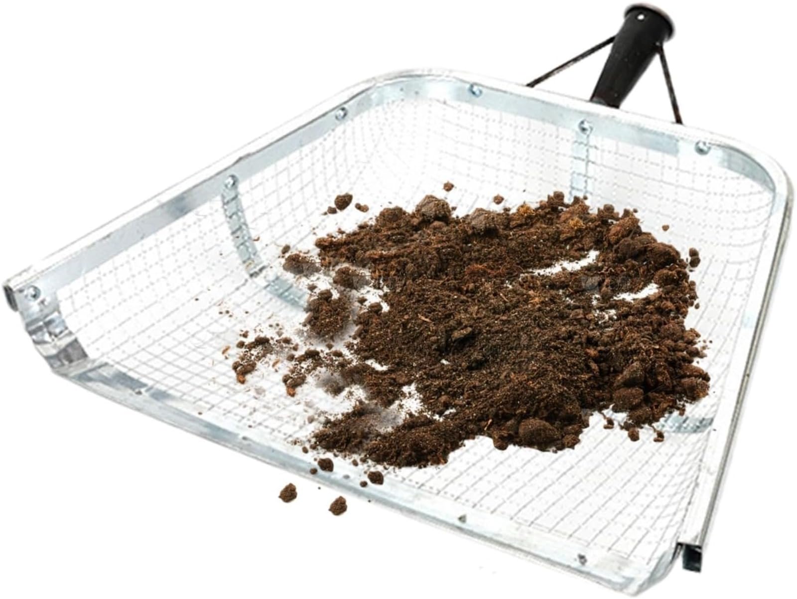 Pala per setaccio, pala per sabbia, grande giardino, pala in metallo, per escrementi di rettili, da giardino, filtro per terra efficiente per setacciare terreno, pala per cereali per mais, accessori