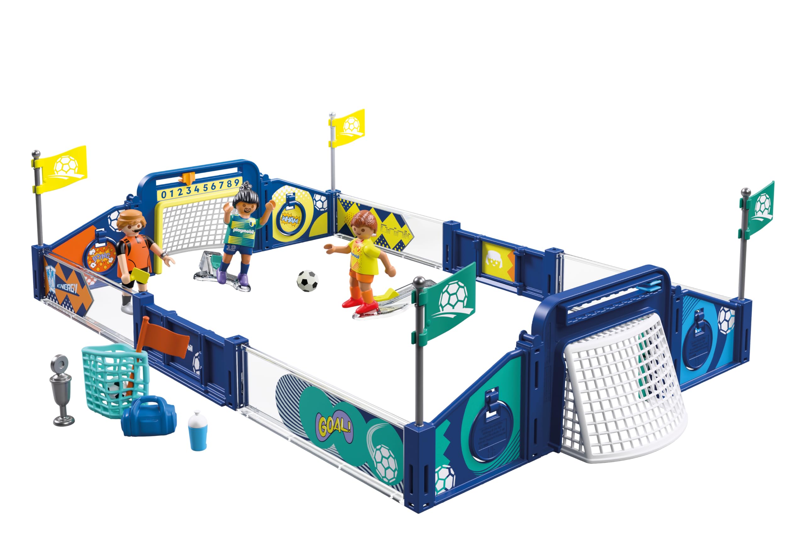 PLAYMOBIL My Life 72056 Arena de Football avec mécanisme de tir et 2 buts pour Jouer à partir de 4 Ans