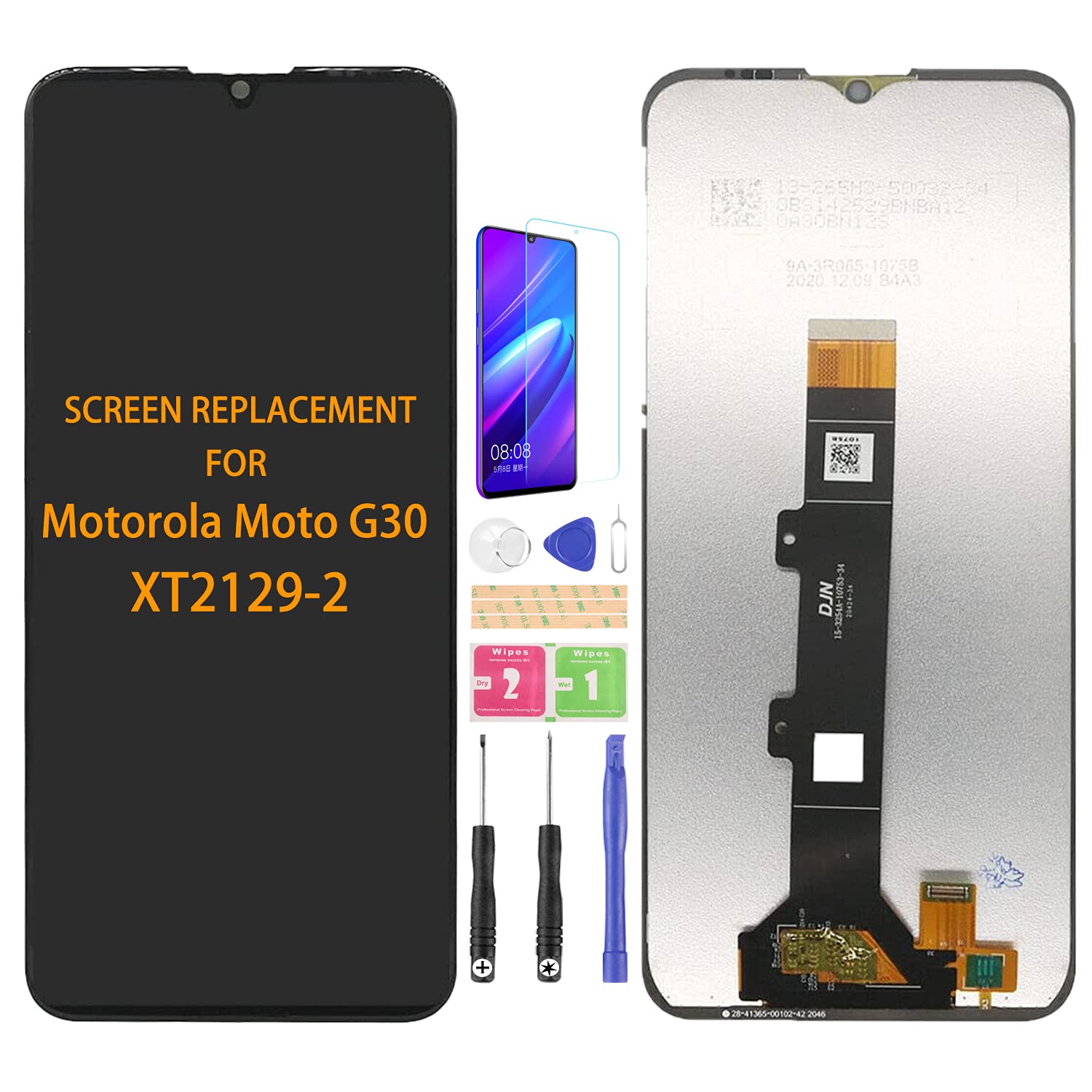 SRJTEK Compatible for Motorola Moto G30 LCD Screen PAML0000IN Replacement Parts for XT2129-2 Touch Screen Sensor Digitizer Assmebly (Black No Frame)