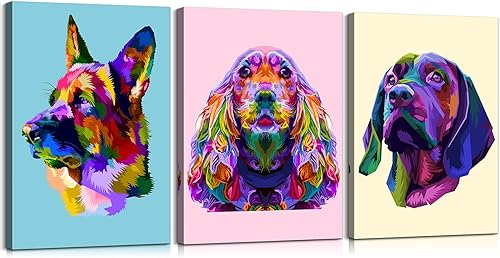 3 piezas de arte de pared para perro, decoración de pared de pastor alemán, arte de pared, arte de pared de perro Cocker Spaniel, arte de pared de