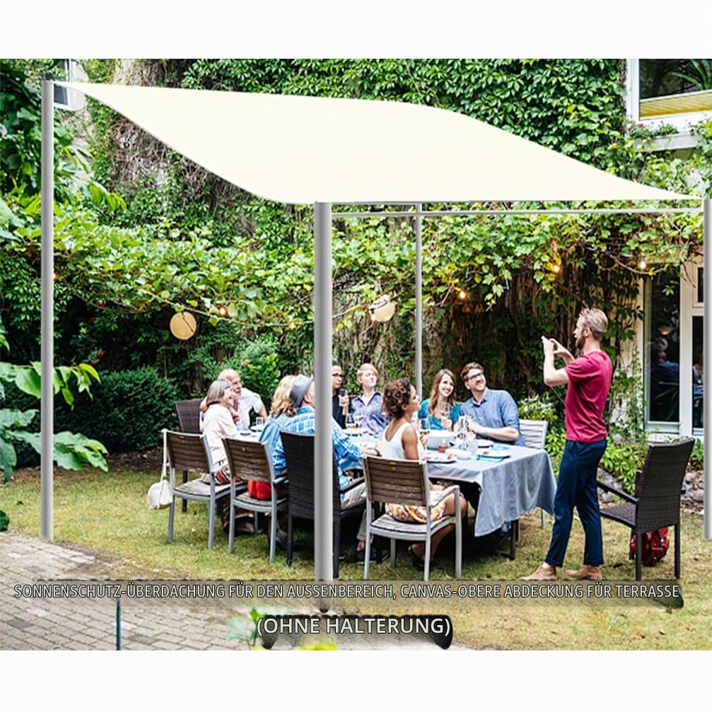 Pavillon 3m x 2.6m, Beige: 300D Wasserdicht, UV-Schutz, Sonnenschutz, Familienfeiern, Grillen, Picknicks, Camping, Geburtstagsfeiern