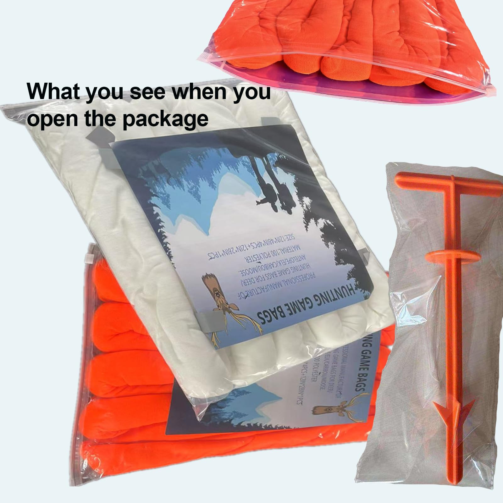 Generico Kit Lavorazione selvaggina Professionale,6 Sacchi traspiranti120×35cm e70×35cm,Sacchi per selvaggina,Riflettenti,Sacchi da Caccia,Strumento Pulizia della selvaggina,Kit Campo,Cinghiale