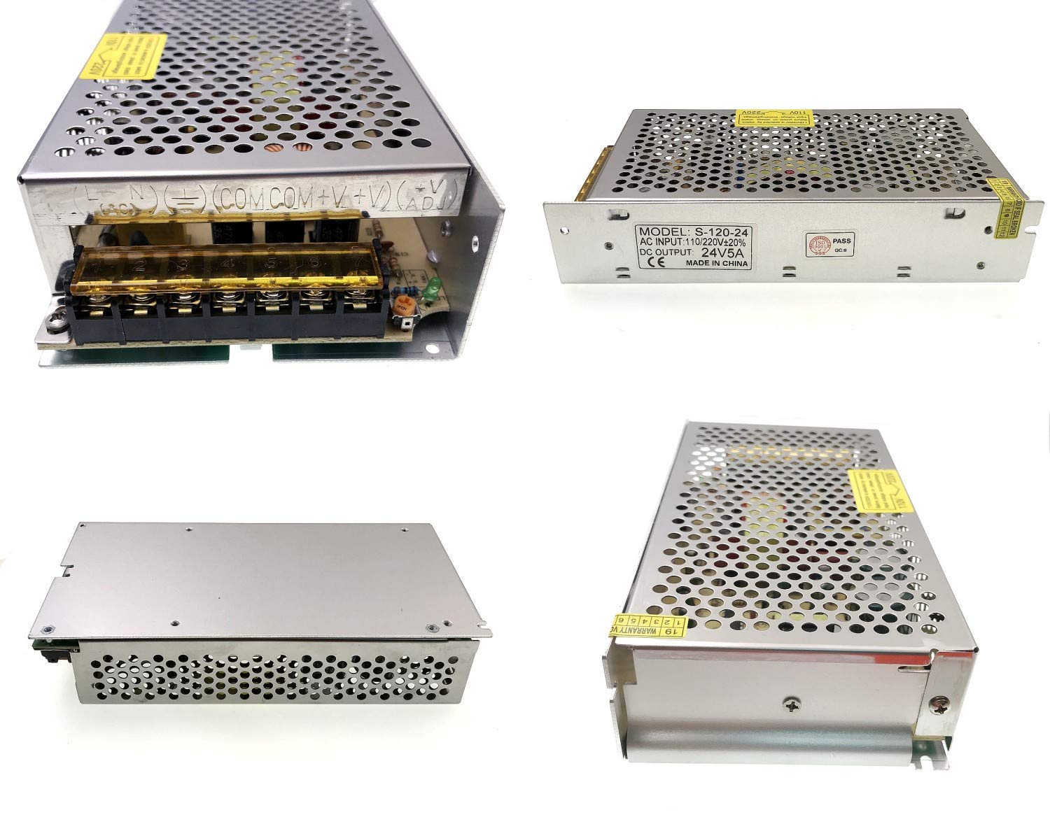 JZK DC 24V 5A 120W Transformador de Voltaje Fuente de alimentación de Interruptor para Tiras led AC 100V-240V a DC 24V, Impresora 3D