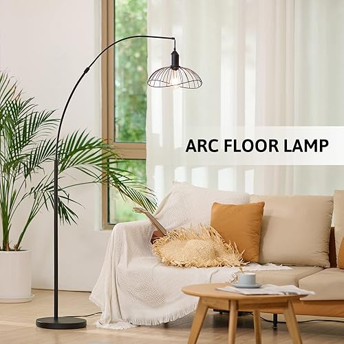 Miniatura 2 de VONLUCE Lámpara de pie moderna para sala de estar, lámpara de pie de arco industrial con marco colgante, lámpara de pie de 68 pulgadas de alto para
