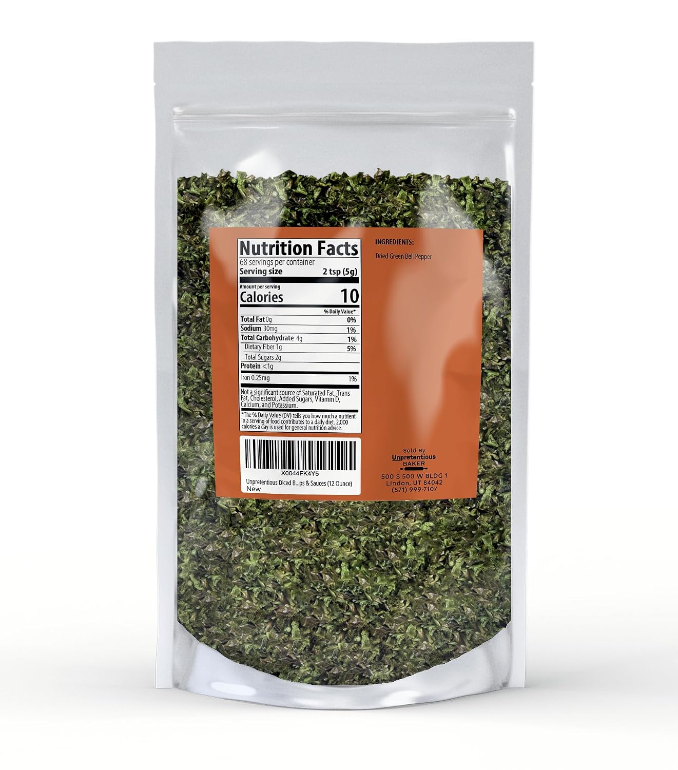 Unpretentious, Green Bell Pepper, Diced, 12 Oz image 2