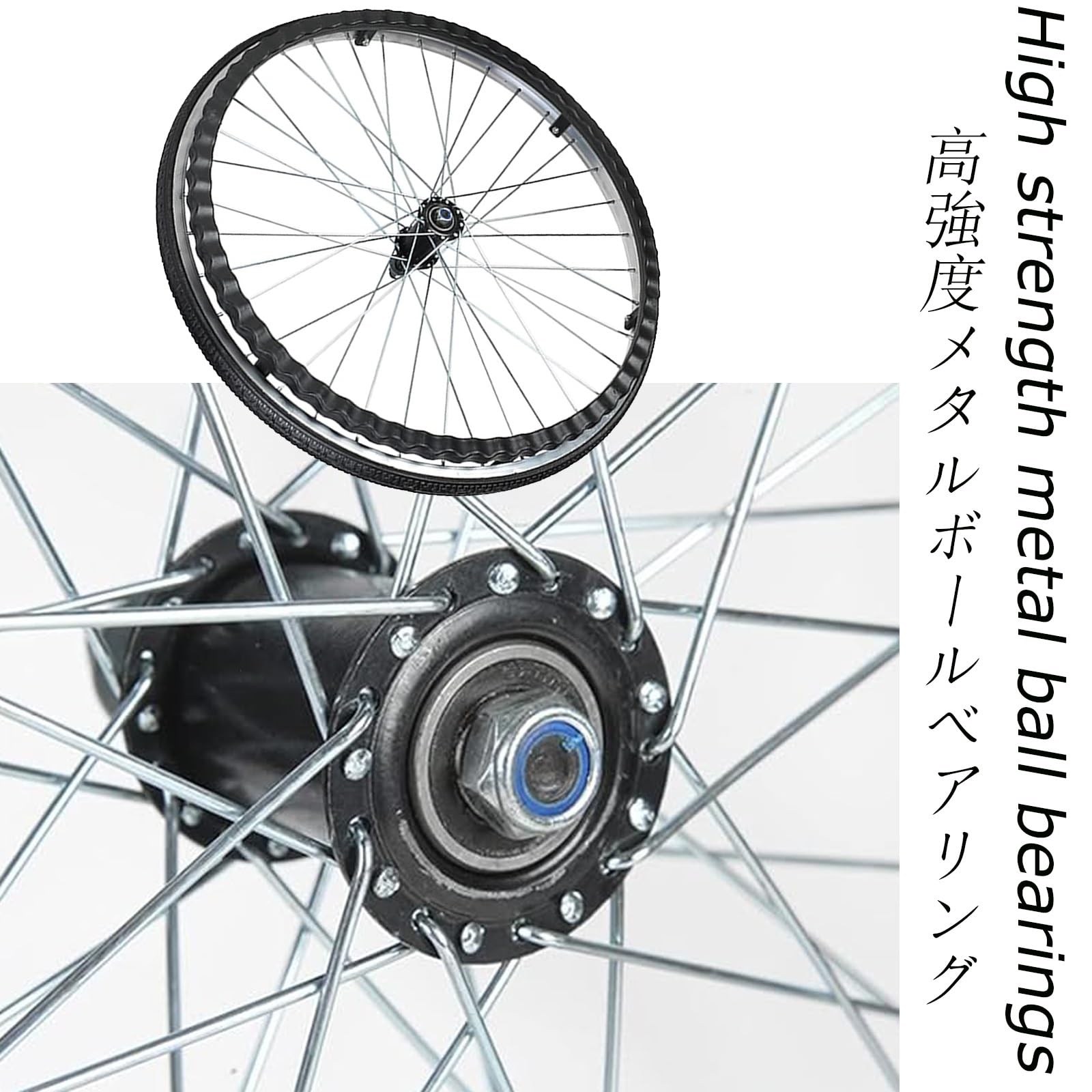 24 Zoll Rollstuhl Hinterräder, Ersatzräder Für Rollstuhl, Ersatzrad Mit Metallkugellager, Mit Lagern Nicht Aufblasbare Vollgummireifen, für Rollstühle, Rollatoren ( Color : Noir , Size : 24Inch/60cm(1