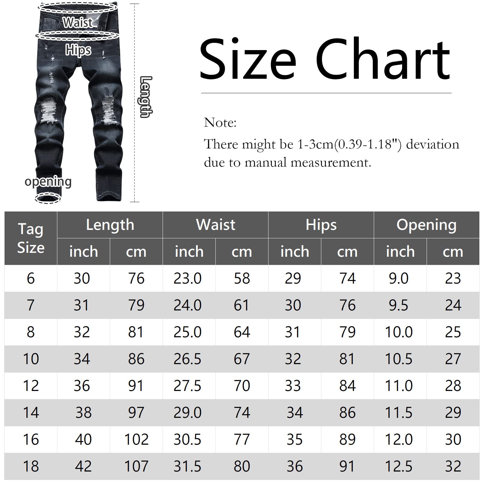 SEAUR - Ragazzo Jeans Bambini Denim Pantaloni Ragazzo Skinny Stretch Jeans Casual Slim Fit Pantaloni Età 6-14 Anni