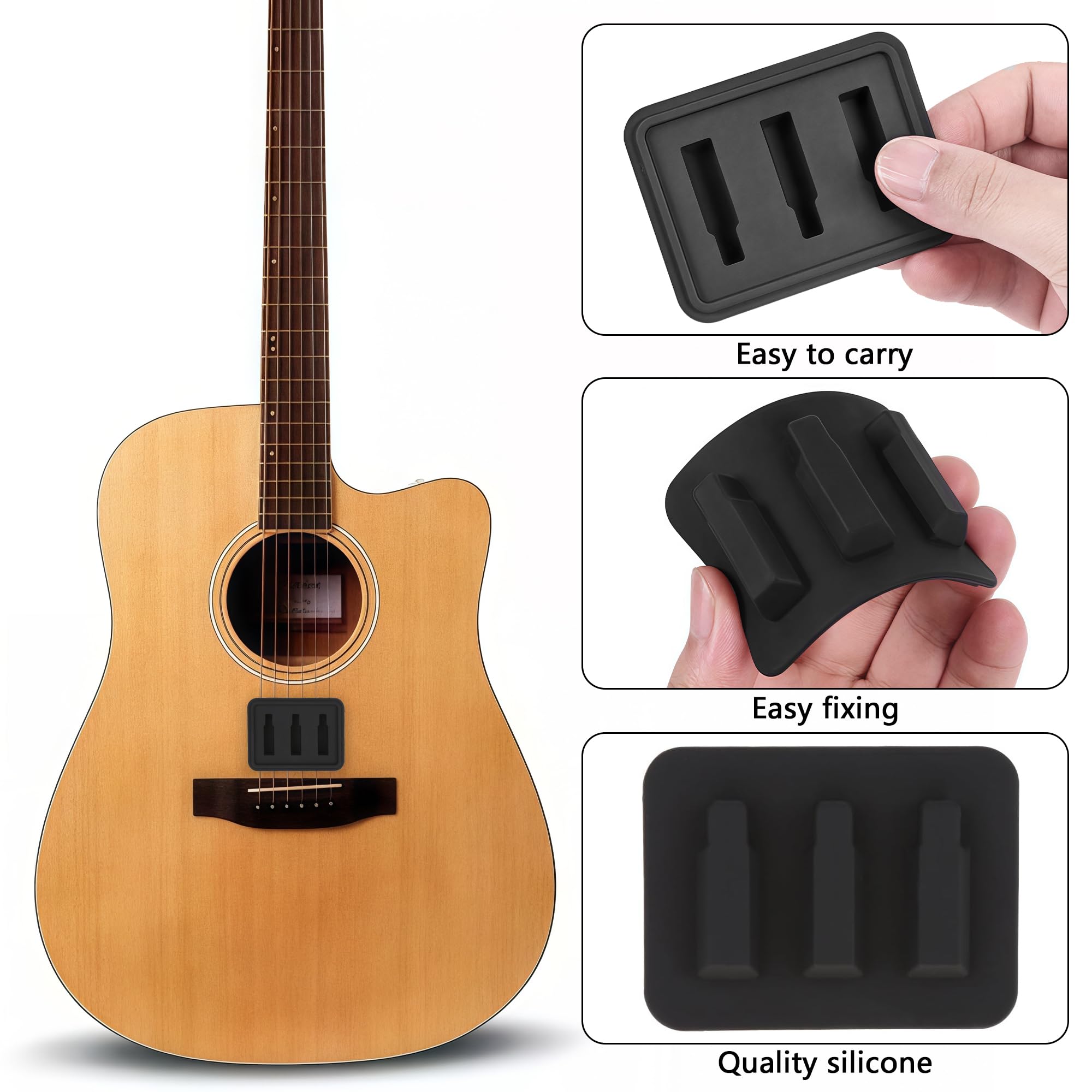 Musiin Guitar Silent Pad, 3 convex surfaces to fix 1/2, 3/4, 5/6 strings, optimized noise reduction effect - Image 2